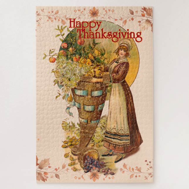 Pilgrim Girl Thanksgiving Jigsaw Puzzle (Vertical)