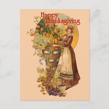 Pilgrim Girl With Victorian Style Postcard by vintageamerican at Zazzle