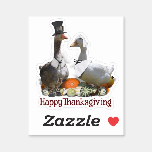 Pilgrim Goose Duck Thanksgiving  Sticker