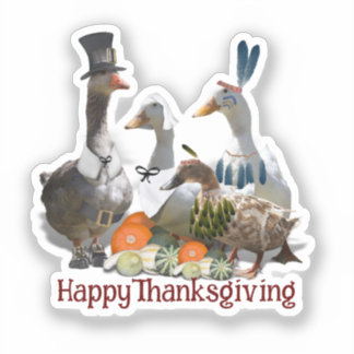 Pilgrim Goose Ducks Thanksgiving Sticker