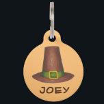 Pilgrim Hat Personalized Thanksgiving Autumn Fall Pet Name Tag<br><div class="desc">Pet tag features an original illustration of a pilgrim hat. Great for Thanksgiving!

This design is also available on other products. Don't see what you're looking for? Need help with customization? Contact Rebecca to have something designed just for you.</div>