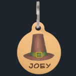 Pilgrim Hat Personalized Thanksgiving Autumn Fall Pet Name Tag<br><div class="desc">Pet tag features an original illustration of a pilgrim hat. Great for Thanksgiving!

This design is also available on other products. Don't see what you're looking for? Need help with customization? Contact Rebecca to have something designed just for you.</div>
