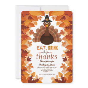 Pilgrim Hat Thanksgiving Dinner Invitation