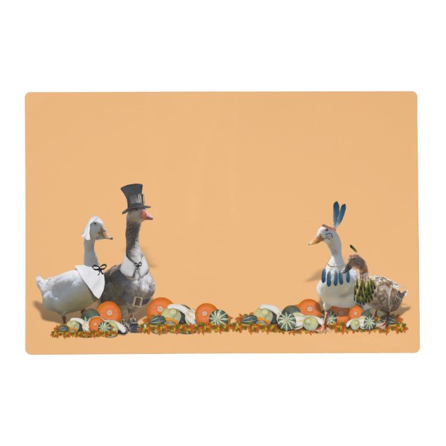 Pilgrim & Indian Ducks Thanksgiving  Placemat (Back)