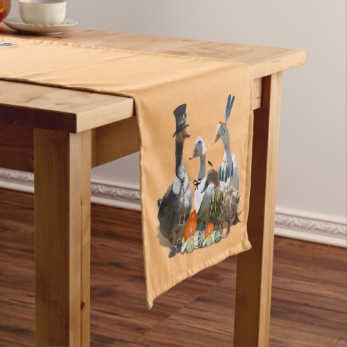 Pilgrim  Indian Ducks Thanksgiving Short Table Runner