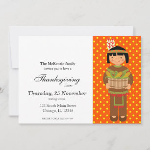 Pilgrim Kids Thanksgiving dinner Invitation