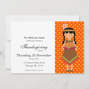 Pilgrim Kids Thanksgiving dinner Invitation