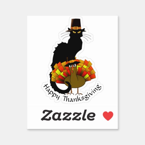 Pilgrim Le Chat Noir Thanksgiving  Sticker