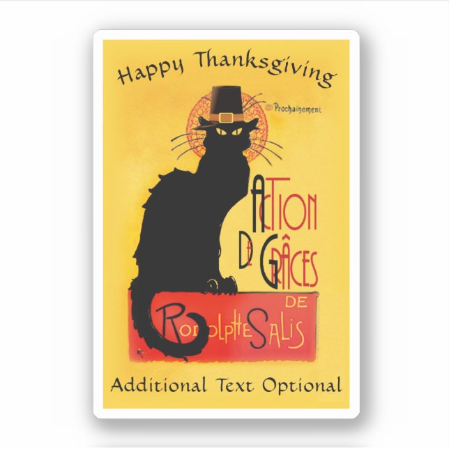 Pilgrim Le Chat Noir Thanksgiving  Sticker (Front)