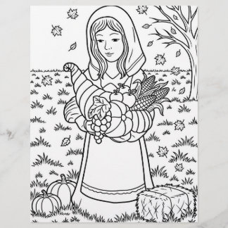 Pilgrim Maiden Coloring Sheets