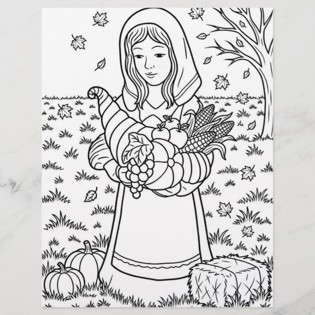 Pilgrim Maiden Coloring Sheets (Front)