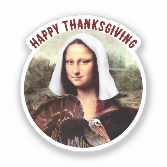 Pilgrim Mona Lisa Thanksgiving  Sticker (Front)