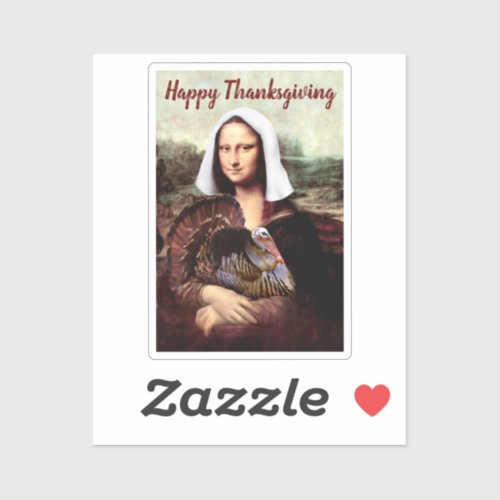 Pilgrim Mona Lisa Thanksgiving  Sticker