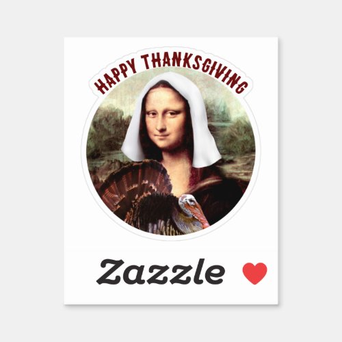 Pilgrim Mona Lisa Thanksgiving  Sticker