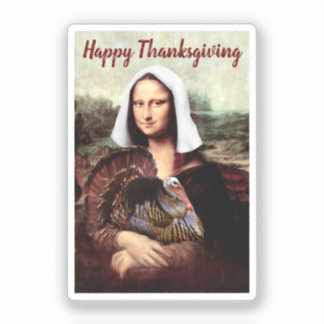 Pilgrim Mona Lisa Thanksgiving Sticker