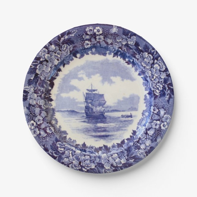 Pilgrim Paper Plates: Wedgwood Mayflower 7 inch. Plates (Front)