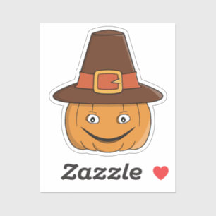 Pilgrim Pumpkin Grin Thanksgiving Sticker
