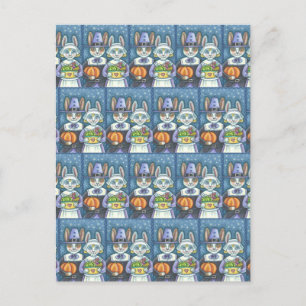 PILGRIM RABBITS, PRIM & PROPER THANKSGIVING HARES POSTCARD