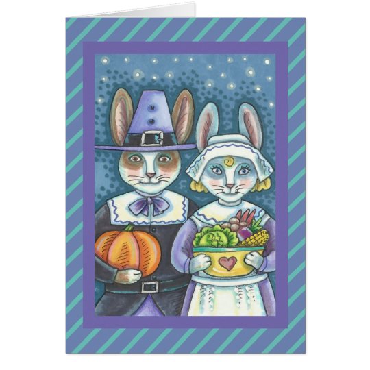 PILGRIM RABBITS THANKSGIVING GREETING CARD Blank | Zazzle.com