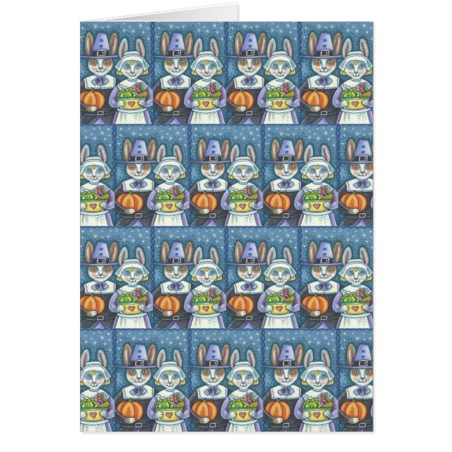 PILGRIM RABBITS THANKSGIVING GREETING CARD Blank (Front)