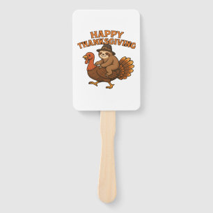 Pilgrim Sloth on Turkey Thanksgiving Classic T-Shi Hand Fan