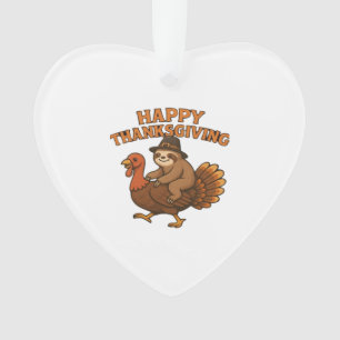 Pilgrim Sloth on Turkey Thanksgiving Classic T-Shi Ornament