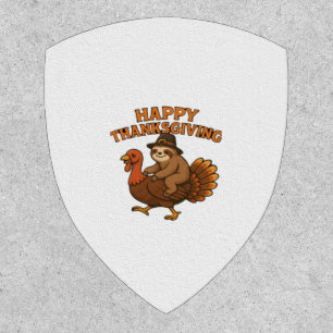 Pilgrim Sloth on Turkey Thanksgiving Classic T-Shi Patch