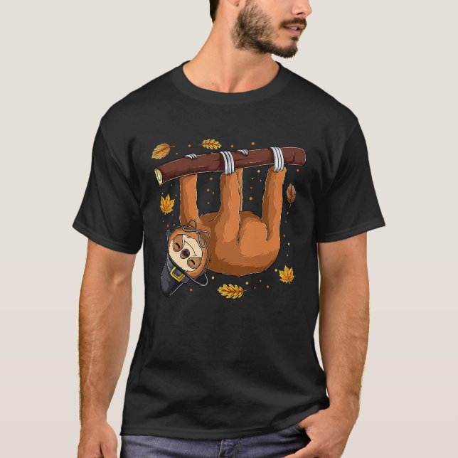 Pilgrim Sloth  Toddler Boys Kids Happy Thanksgivin T-Shirt (Front)