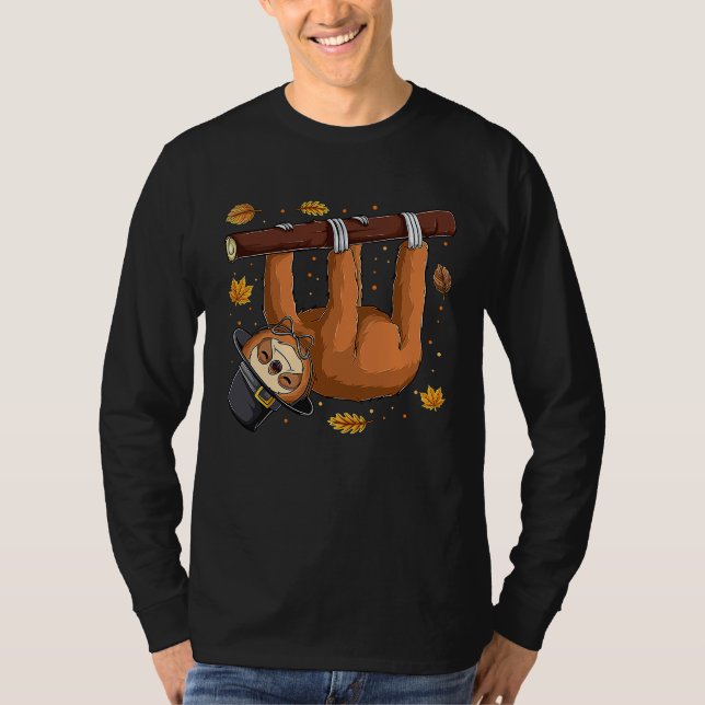 Pilgrim Sloth  Toddler Boys Kids Happy Thanksgivin T-Shirt (Front)