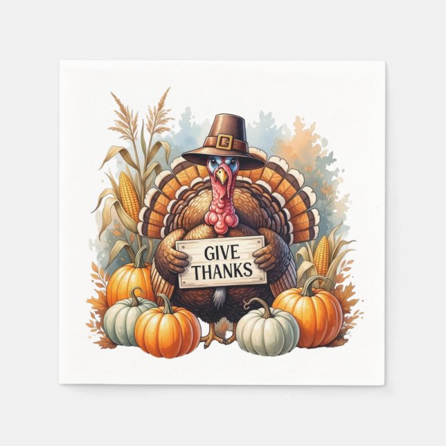 Pilgrim Spirit & Pumpkin Joy Napkins (Front)