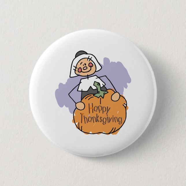 Pilgrim Thanksgiving Decoration Button (Front)