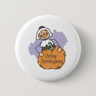 Pilgrim Thanksgiving Decoration Button