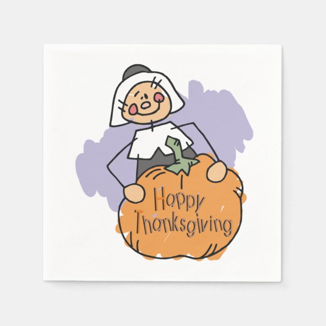 Pilgrim Thanksgiving Decoration Napkins (Front)