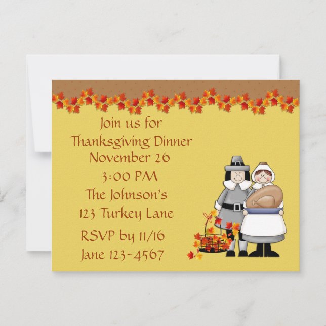 Pilgrim Thanksgiving Invitation (Front)