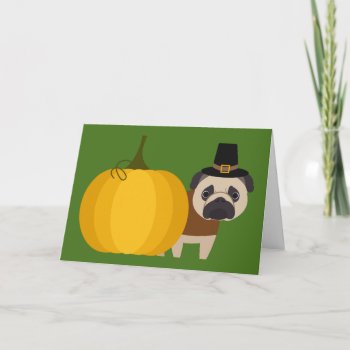 Pilgrim Thanksgiving Pug Holiday Card by MishMoshPugs at Zazzle