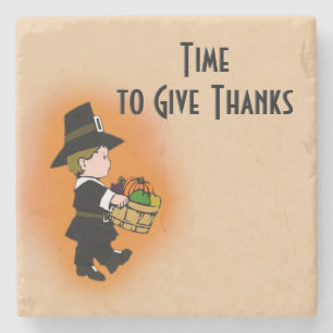 Pilgrim Time to Give Thanks  Stone Coaster