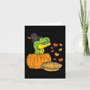 Pilgrim Trex Dinosaur Pumpkin Pie Thanksgiving Kid Card