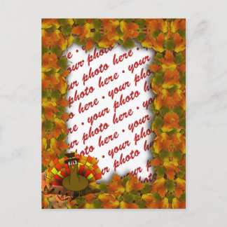 Pilgrim Turkey Fall Leaves Frame Postcard