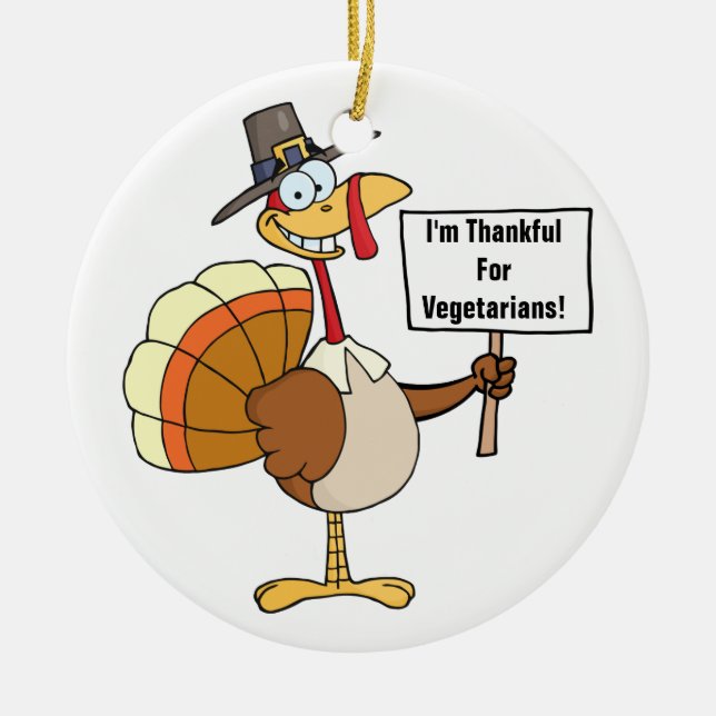 Pilgrim Turkey Sign Ceramic Ornament (Front)