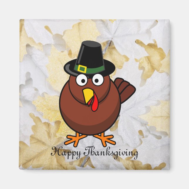 Pilgrim Turkey Thanksgiving Refrigerator Magnet (Front)