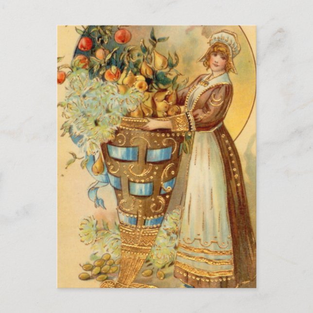 Pilgrim With Harvest Horn Postcard (Front)