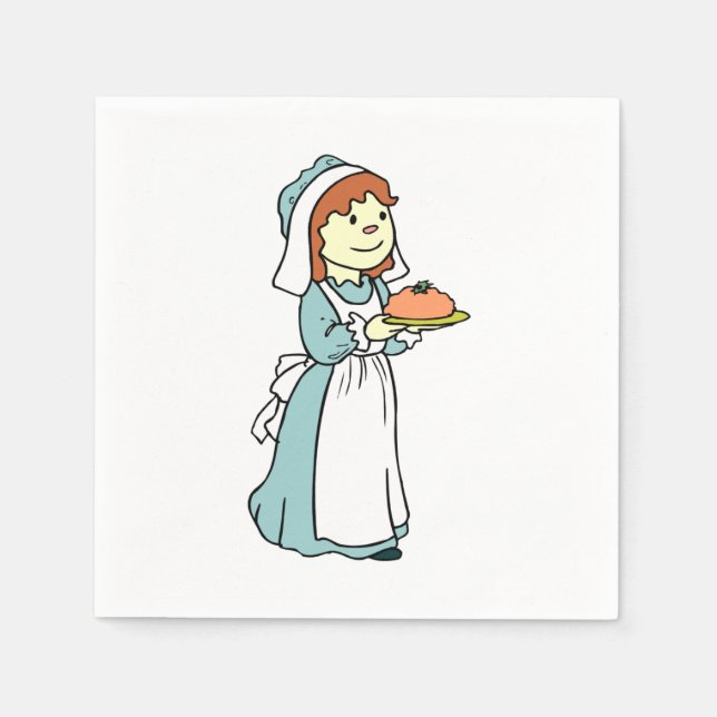 Pilgrim Woman Thanksgiving Dinner Napkins (Front)