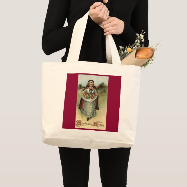 Pilgrim Woman Vintage Thanksgiving Tote Bag (Front (Product))