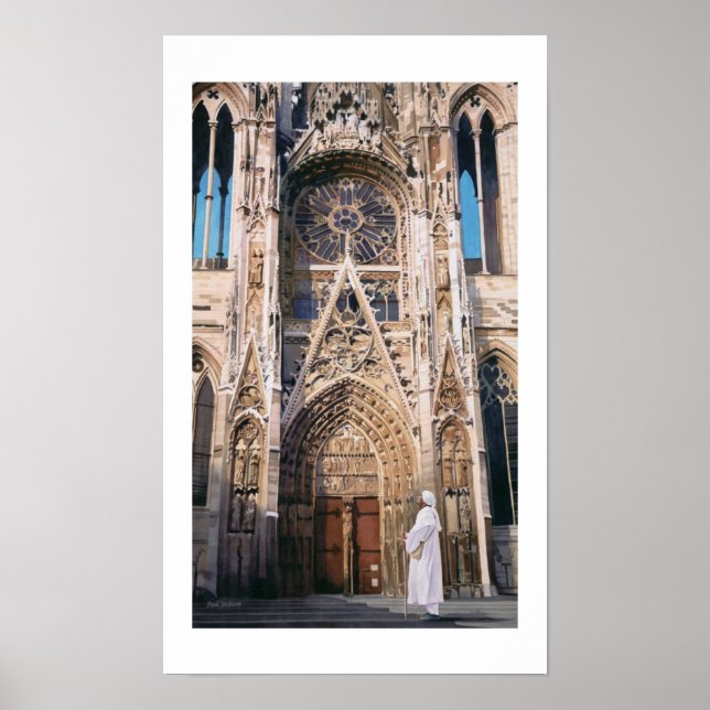 "Pilgrimage" Chartres Cathedral Watercolor Poster (Front)