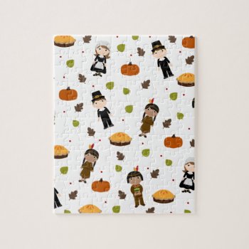 Pilgrims And Indians Pattern - Thanksgiving Jigsaw Puzzle by Moma_Art_Shop at Zazzle
