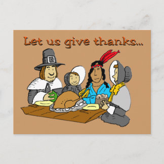 Pilgrims Give Thanks Holiday Postcard