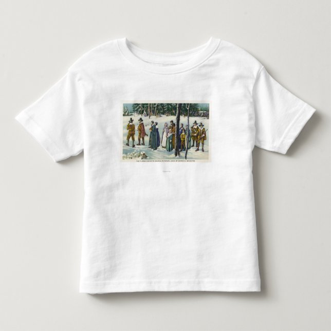 Pilgrims Going to Church in the Snow Scene Toddler T-shirt (Front)