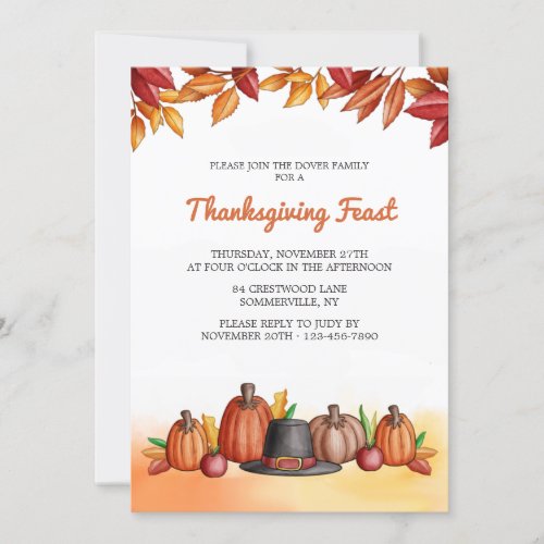 Pilgrims Hat Thanksgiving Invitation