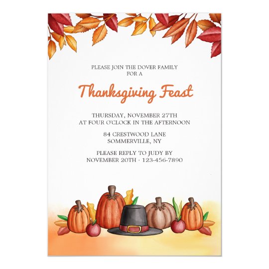 Pilgrim's Hat Thanksgiving Invitation 