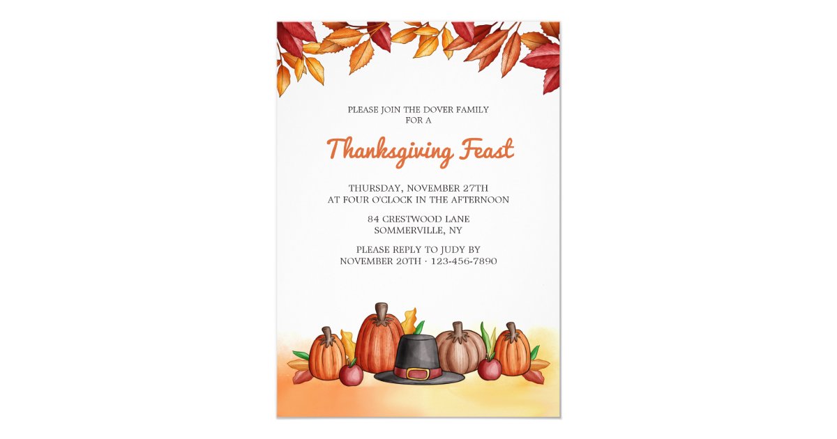 Pilgrim's Hat Thanksgiving Invitation | Zazzle.com